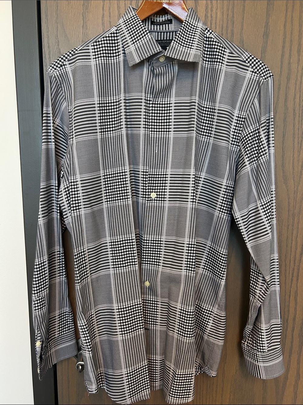 Banana Republic Black & Gray Plaid Dress Shirt